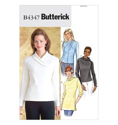 4347 Butterick STRETCH KNIT LONG SLEEVE COLLAR TOP PATTERN XS-M,L-XL choice uncut